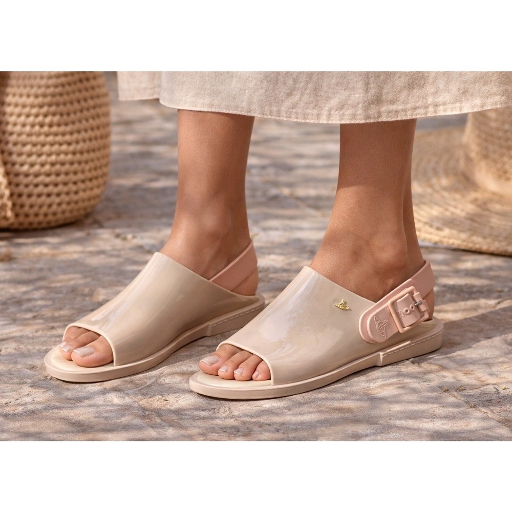 Vivienne Westwood Anglomania Melissa Sandals Women 7 Beige‎ Pink Slingback Flat